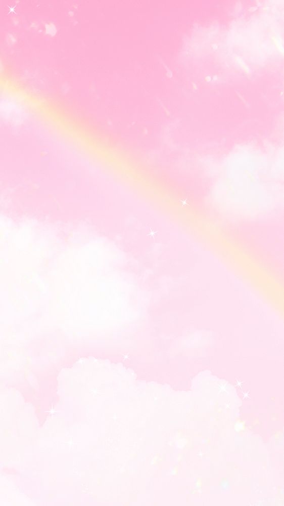 Aesthetic pink phone wallpaper, aesthetic rainbow cloudy sky design