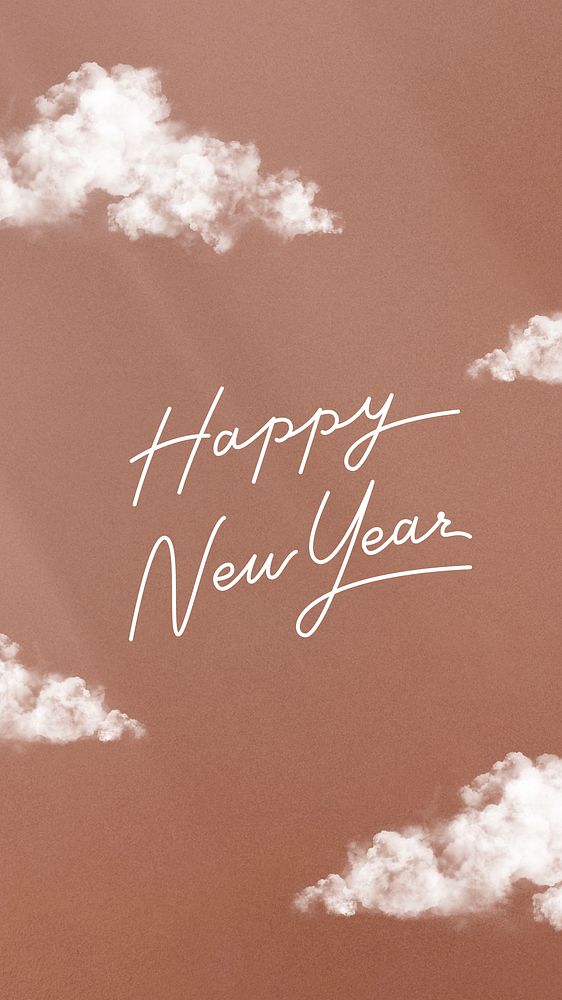 New Year greeting, social media story design, brown sky background