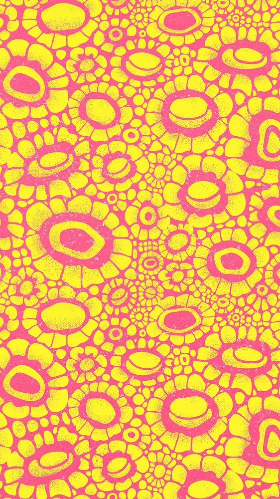 African floral pattern iPhone wallpaper, pink and yellow design