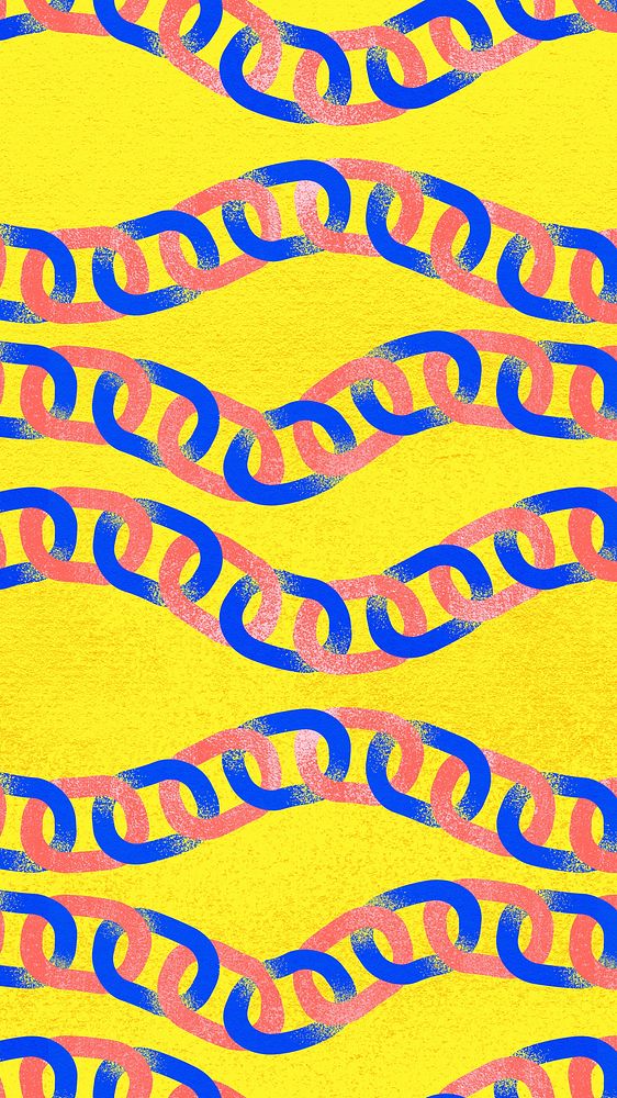 Cute chain pattern phone wallpaper, yellow abstract design
