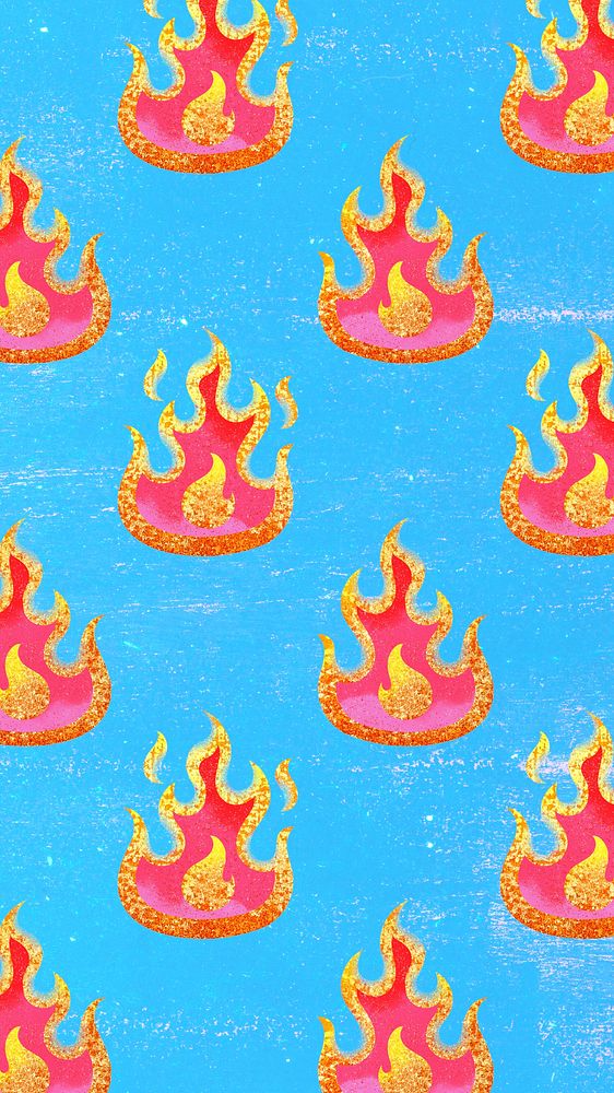 Pink flame pattern iPhone wallpaper, kidcore glitter feminine design