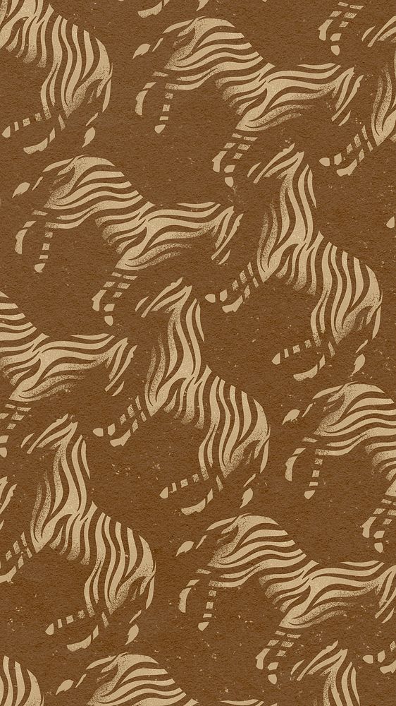 Brown zebra pattern iPhone wallpaper, wild animal stamp