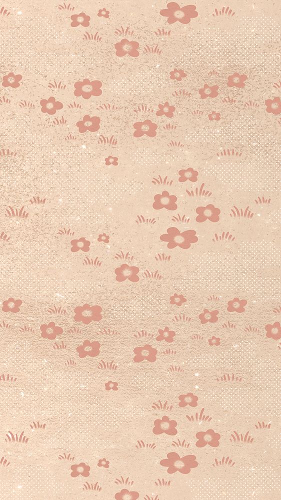 Pink floral pattern phone wallpaper, cute pastel design