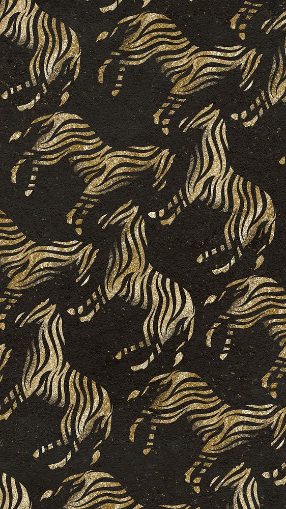 Golden zebra print mobile wallpaper, animal pattern aesthetic