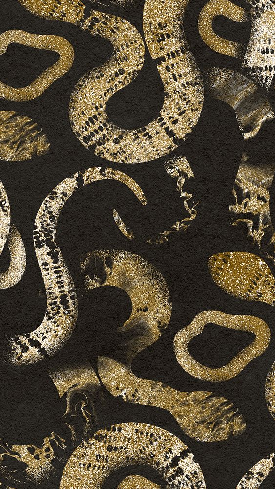 Gold snake pattern phone wallpaper, animal glitter aesthetic