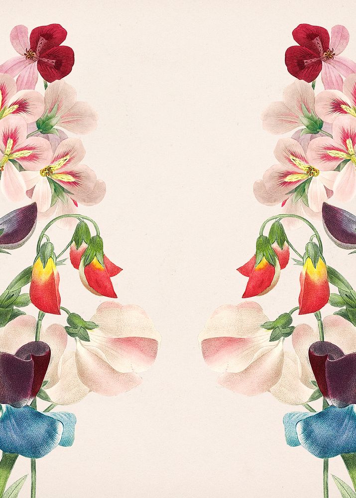 Aesthetic floral poster border frame, botanical design psd, remixed from original artworks by Pierre Joseph Redout&eacute;