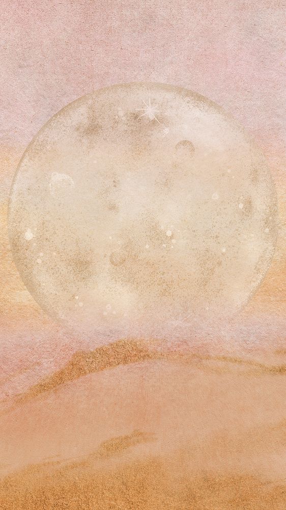 Moon illustration phone wallpaper, simple brown bubble HD background