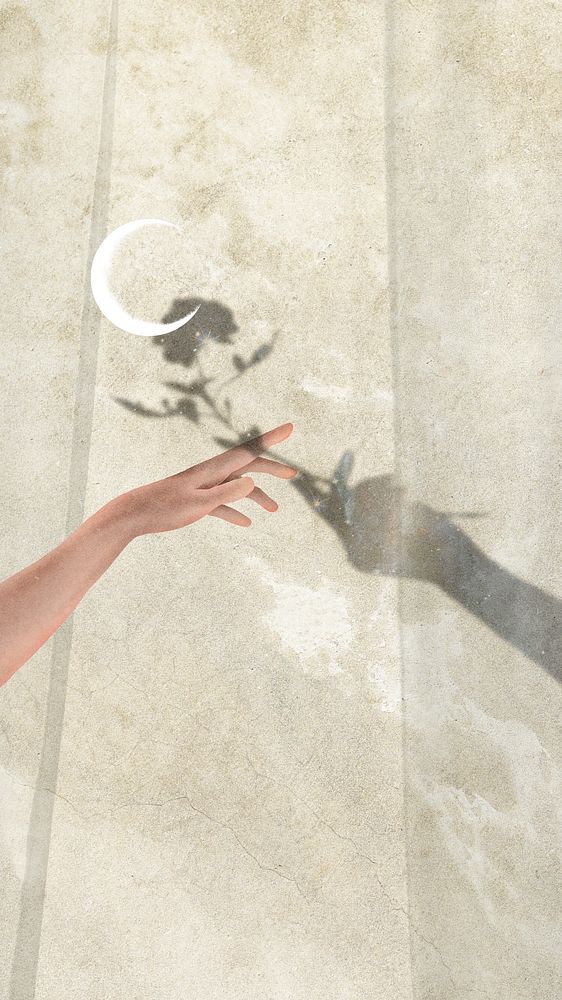 Aesthetic shadow hand mobile wallpaper, feminine design 4K background