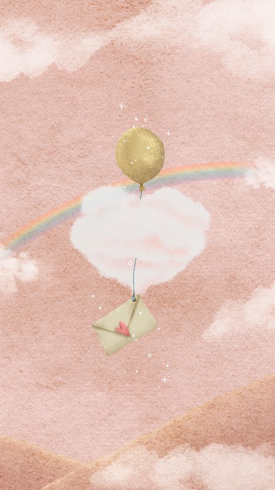 Cute cloud phone wallpaper, simple pastel illustration high resolution background 