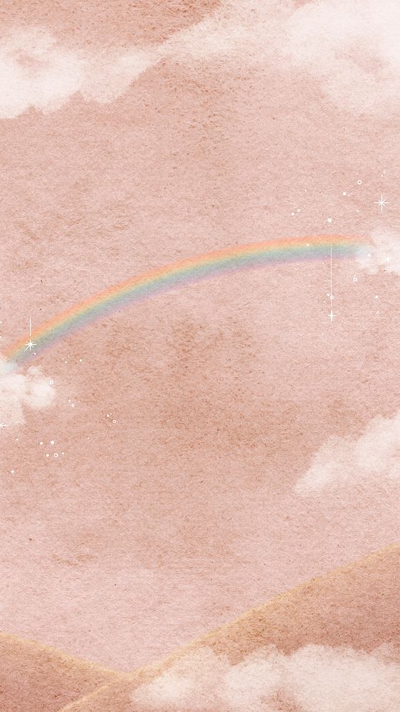 Cute rainbow iPhone wallpaper, simple pastel illustration high resolution background 