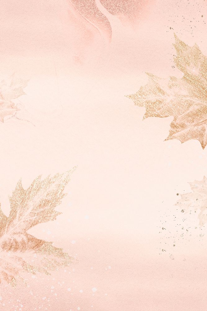 Leaf background, pink pastel botanical design psd