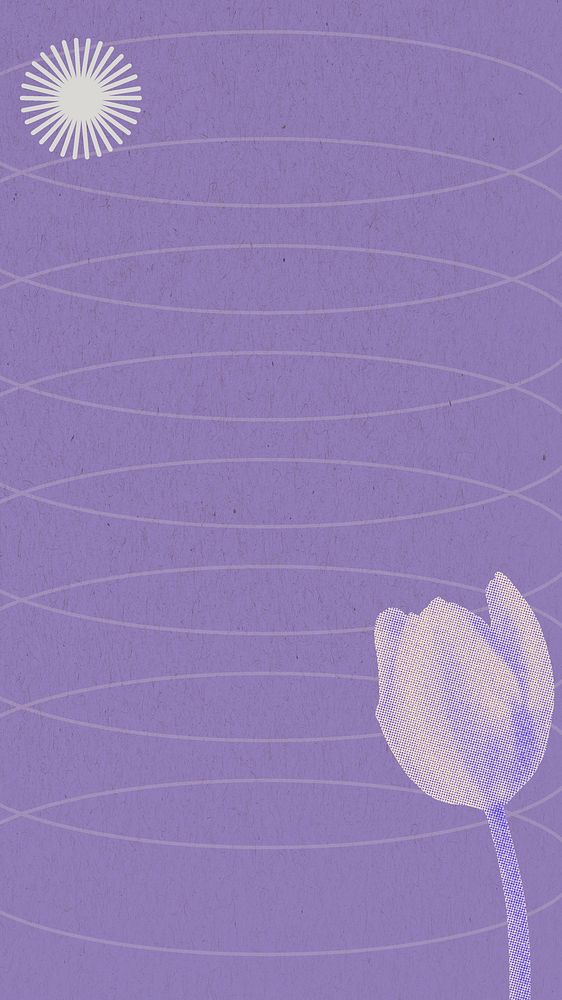 Retro flower iPhone wallpaper, halftone tulip design on abstract modern design remix