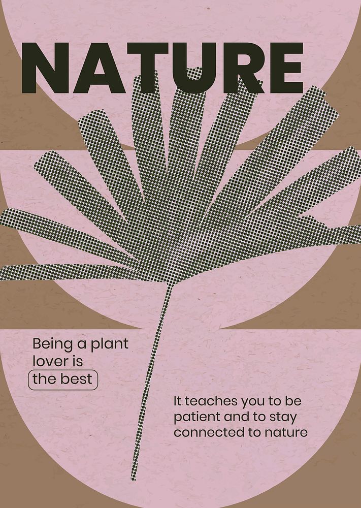 Tropical nature poster template, retro modern aesthetic halftone, plant lover design psd