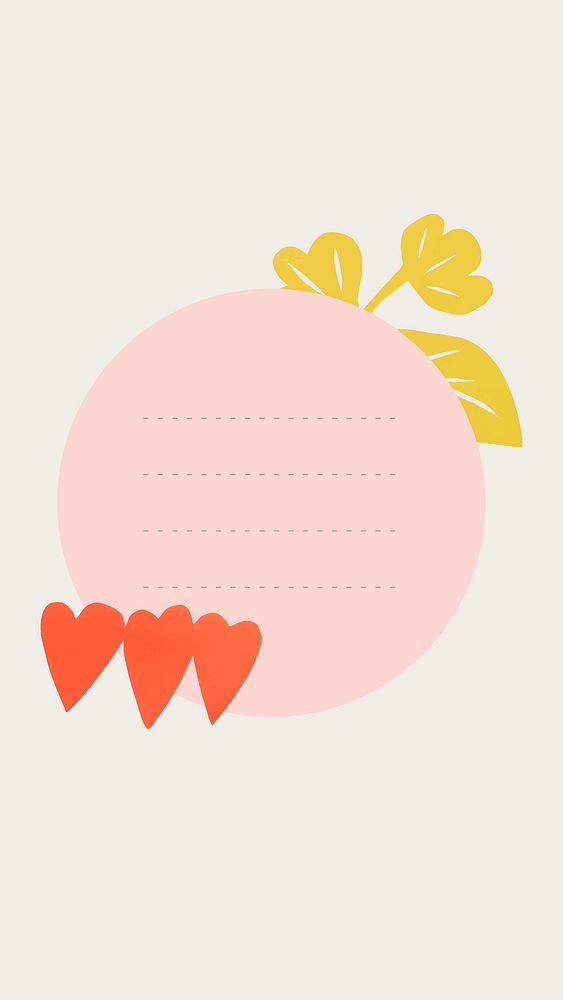 Cute mobile wallpaper, pink paper note frame design vector
