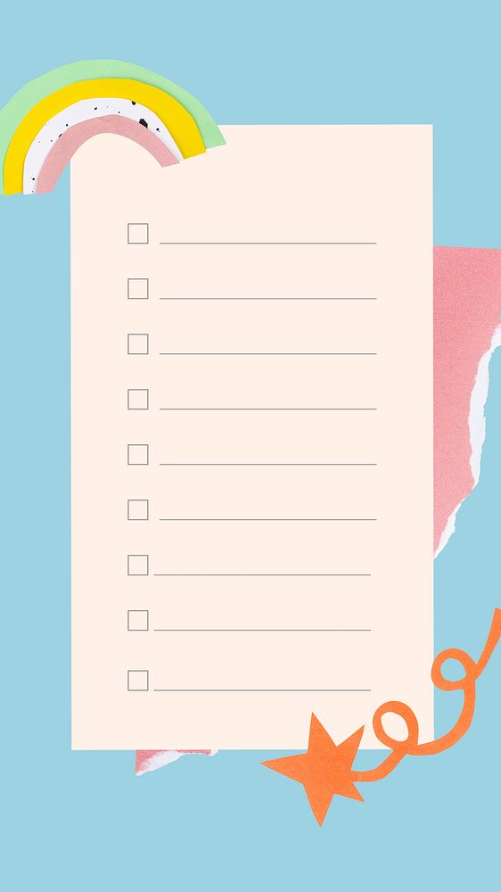 To-do-list memo mobile wallpaper, simple design on blue background