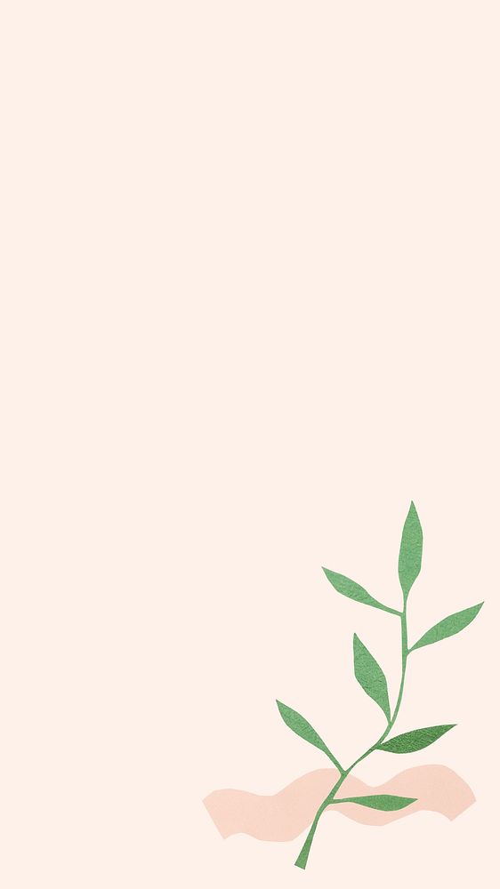 Simple iPhone wallpaper, botanical graphic, cream design