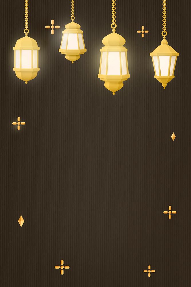 Brown 3D Ramadan background, lantern border design psd