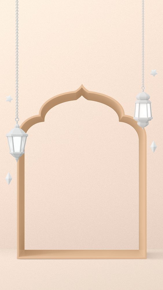 Ramadan frame iPhone wallpaper, 3D religious background