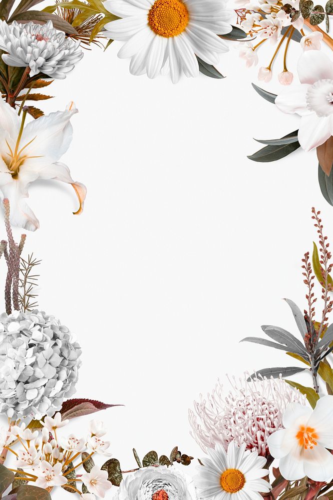 Floral greige frame background, flower, botanical 