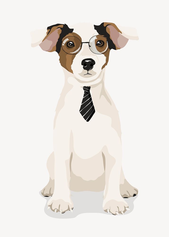 Smart puppy illustration, Jack Russell Terrier baby dog