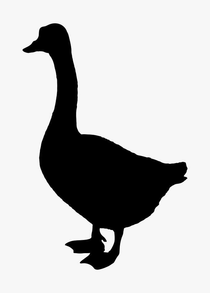 Goose black silhouette illustration, animal clipart