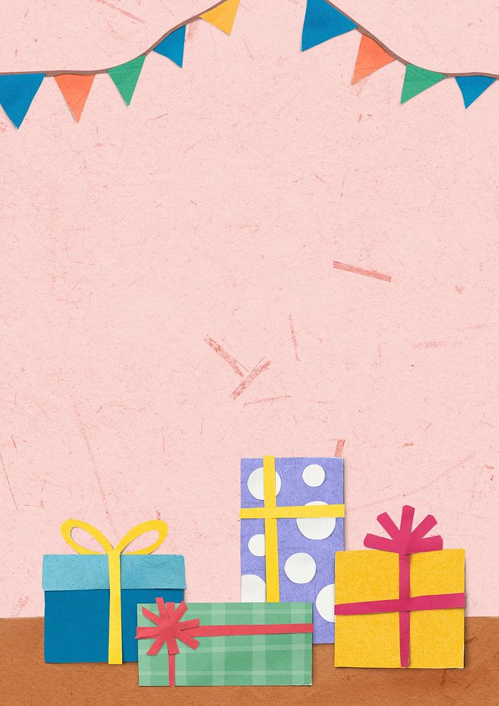 Cute birthday border background, paper craft design