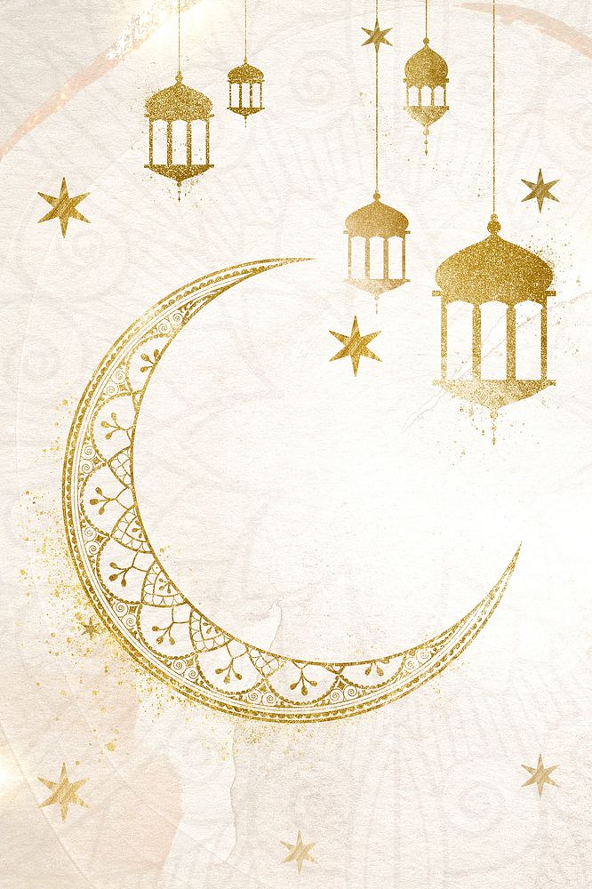 Gold Ramadan crescent moon background design