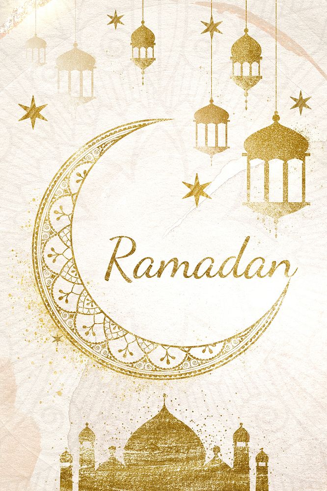 Gold Ramadan typography, festival greeting design 