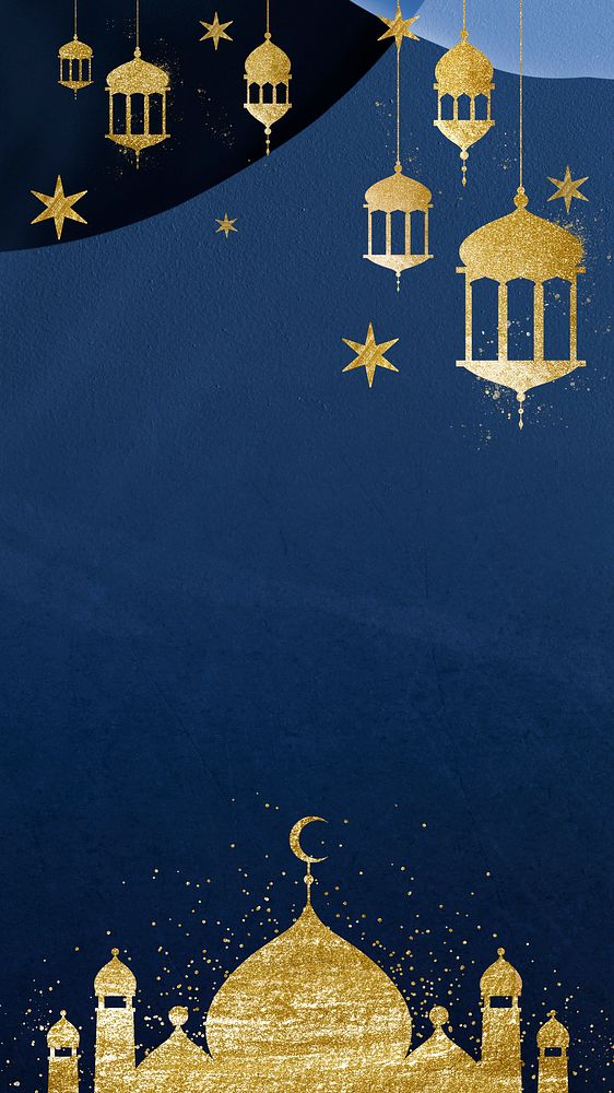 Gold Ramadan lanterns iPhone wallpaper design