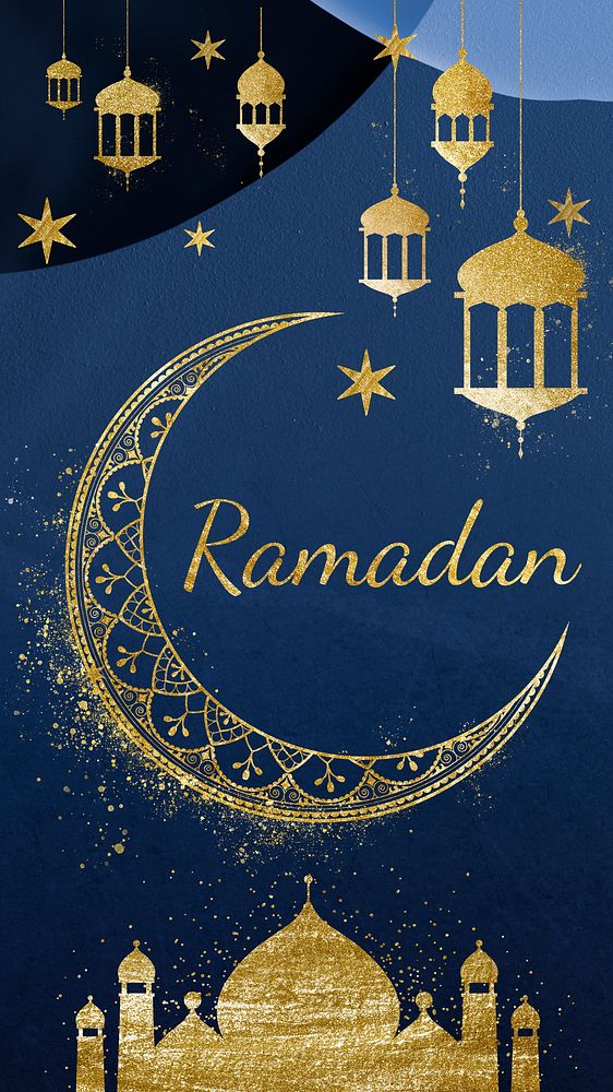 Gold Ramadan typography iPhone wallpaper design
