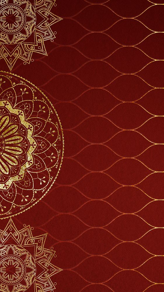 Gold mandala Ramadan phone wallpaper design