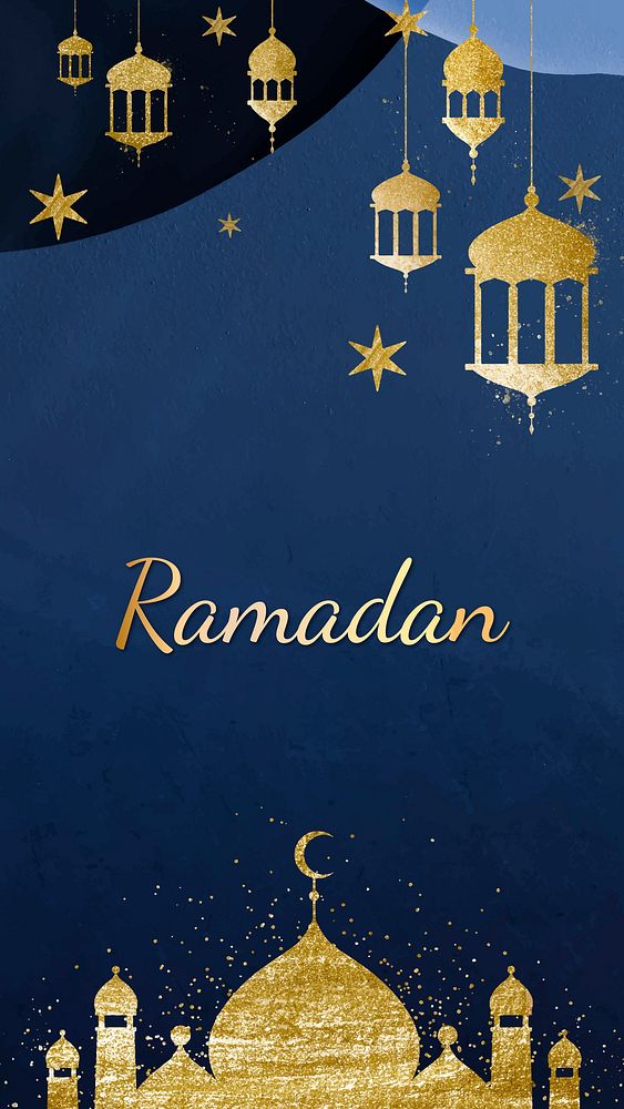 Gold Ramadan Instagram story template, festive design, vector