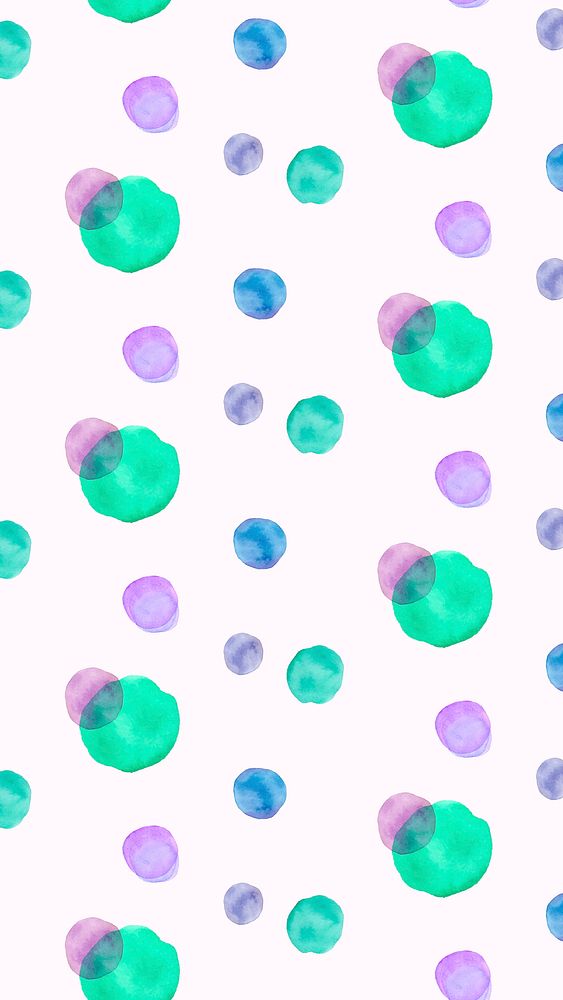 Aesthetic watercolor iPhone wallpaper, polka dot design