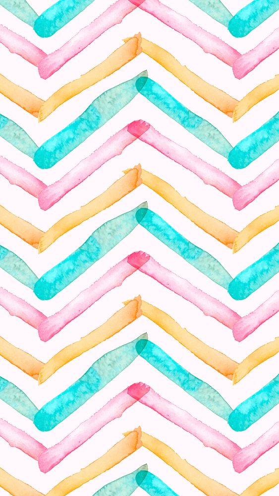 Aesthetic watercolor phone wallpaper, chevron design