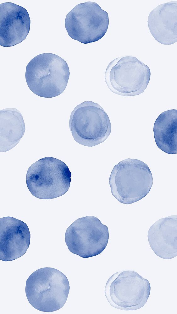Aesthetic indigo watercolor iPhone wallpaper, polka dot design