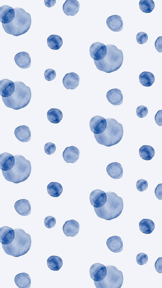 Aesthetic indigo watercolor iPhone wallpaper, polka dot design