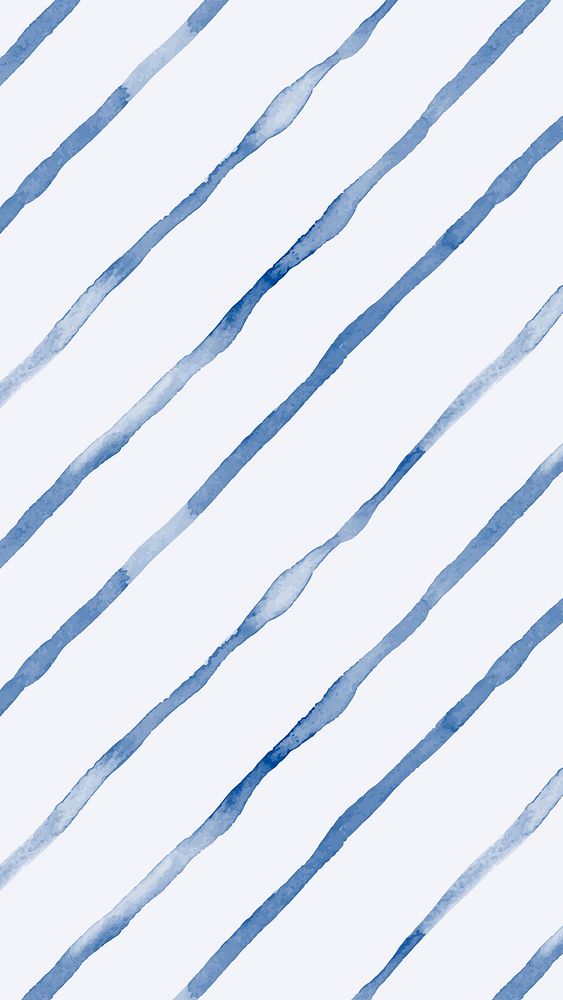 Watercolor mobile wallpaper, stripe bright indigo blue design