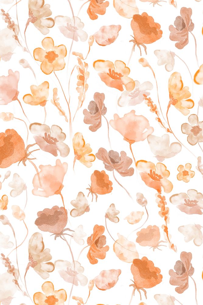 Floral background, aesthetic watercolor orange anemone flower graphic