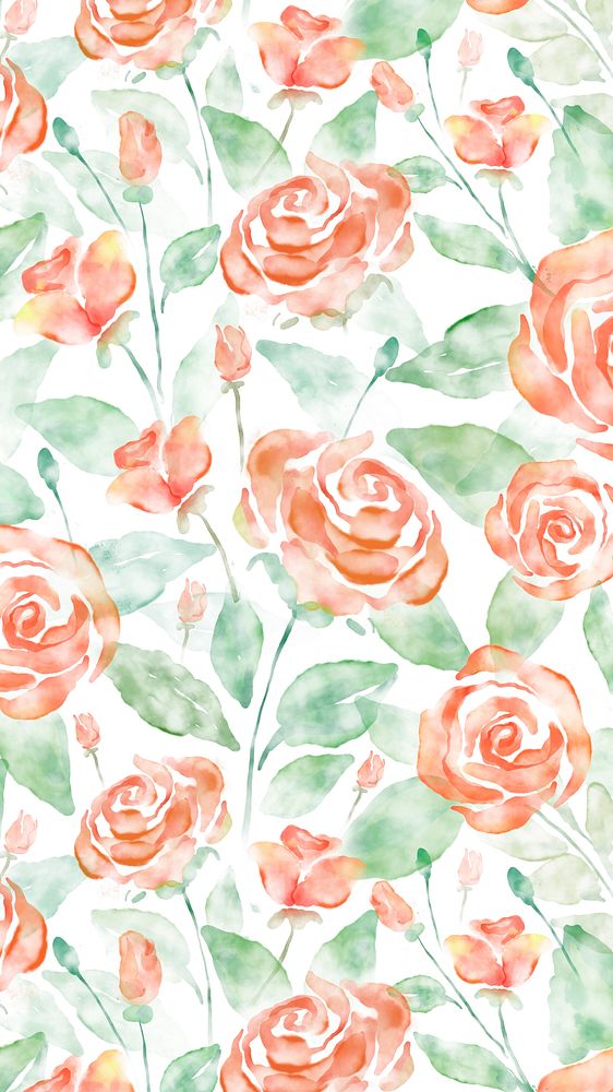 Rose iPhone wallpaper, watercolor graphic