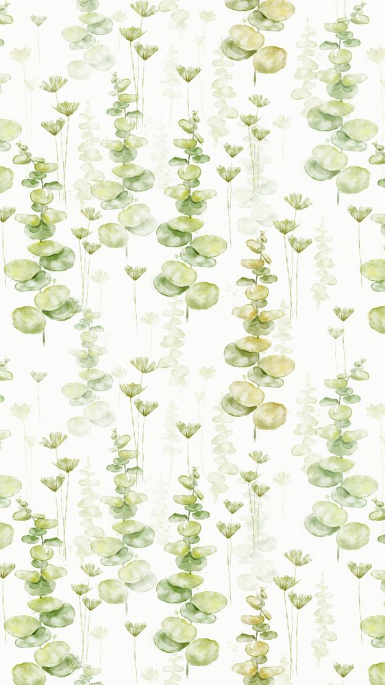 Green leaf phone wallpaper, watercolor graphic