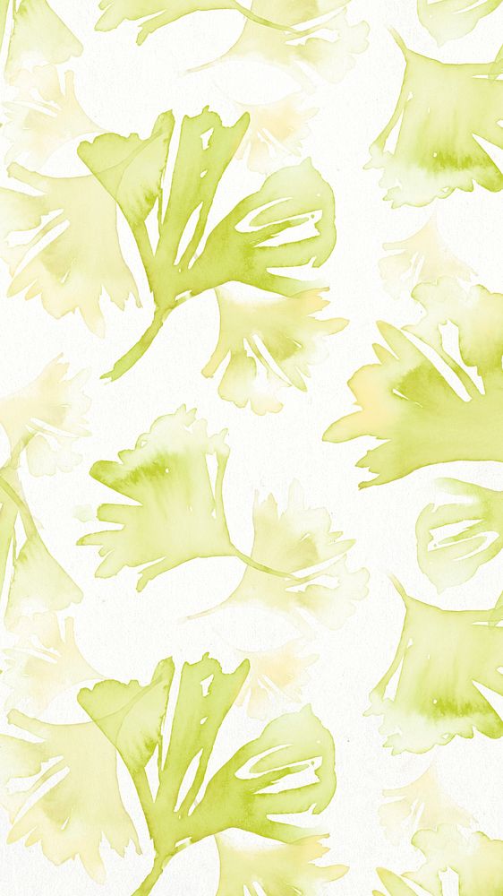 Green leaf phone wallpaper, watercolor graphic