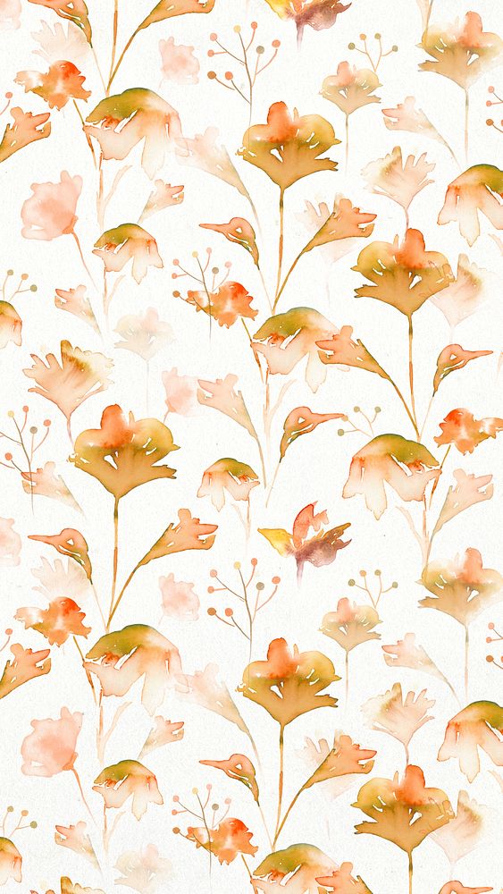 Autumn phone wallpaper, watercolor leaf graphic