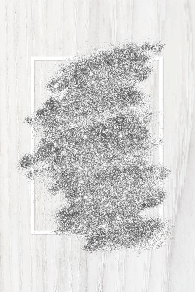 Silver glitter with a white frame on a bleached wood background vector