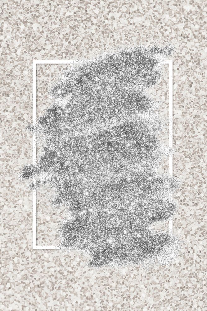Silver glitter with a white frame on a brown glitter background vector