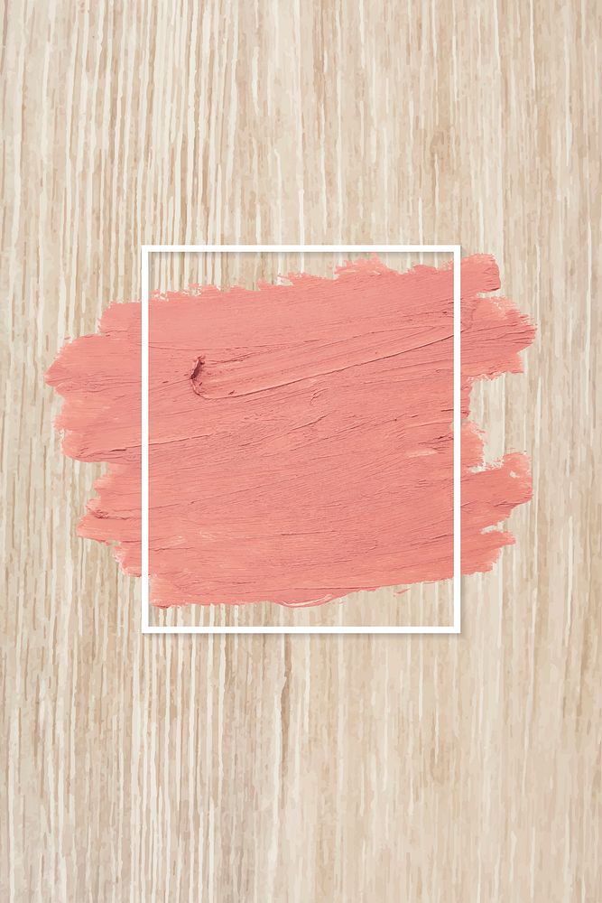 Matte orange paint with a white rectangle frame on a beige wood background vector