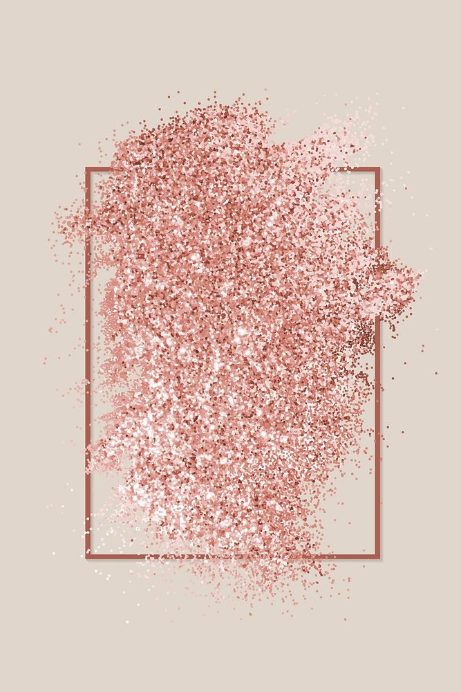 Pink gold glitter with a brownish red rhombus frame on a beige background vector