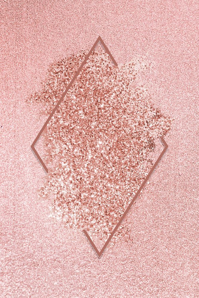 Pink gold glitter with a brownish red rhombus frame on a pink background vector
