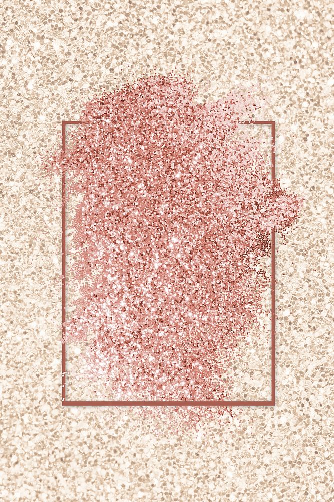 Pink gold glitter with a brownish red rhombus frame on a brown glitter background illustration