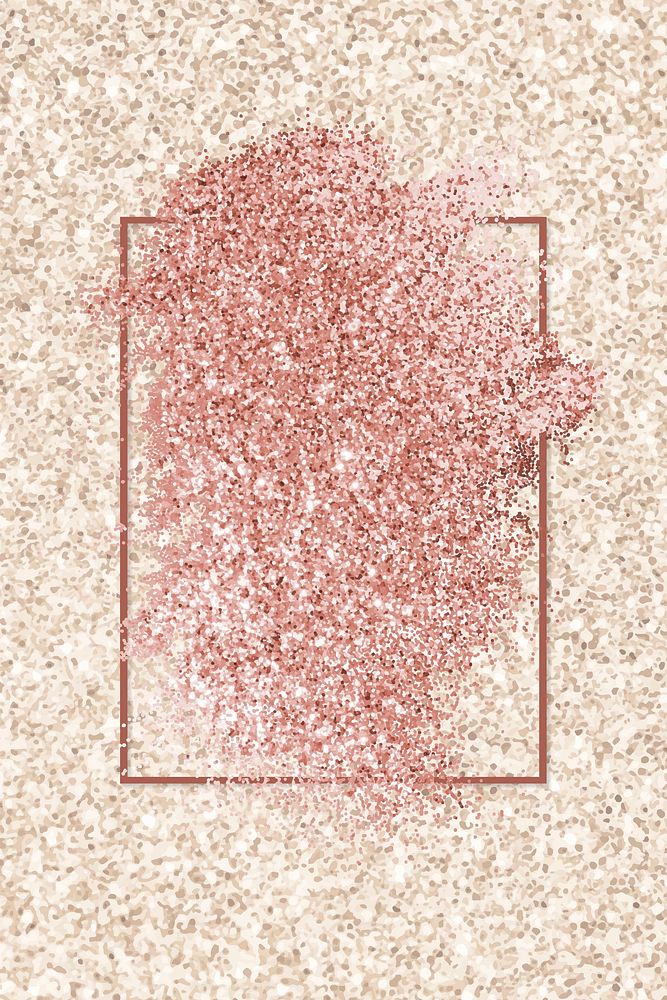 Pink gold glitter with a brownish red rhombus frame on a brown glitter background vector