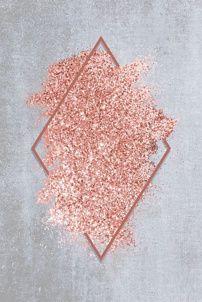 Pink gold glitter with a rhombus frame on a grunge concrete background vector
